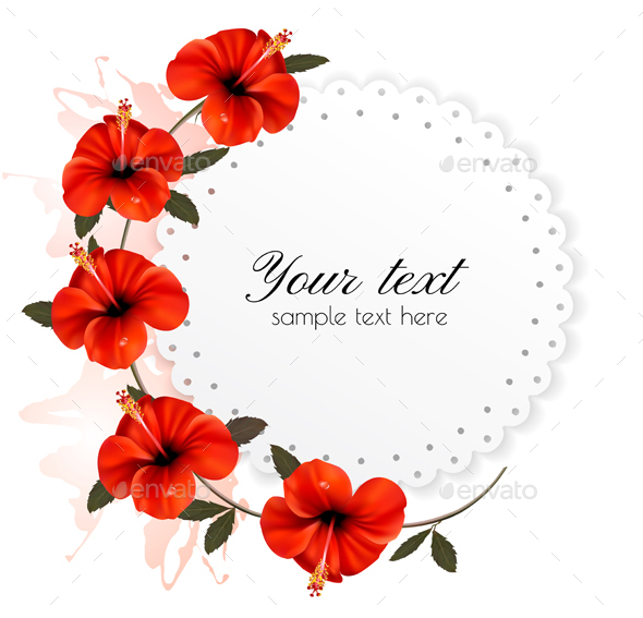 Holiday Background With Red Flowers Vector - Flowers & Plants Nature