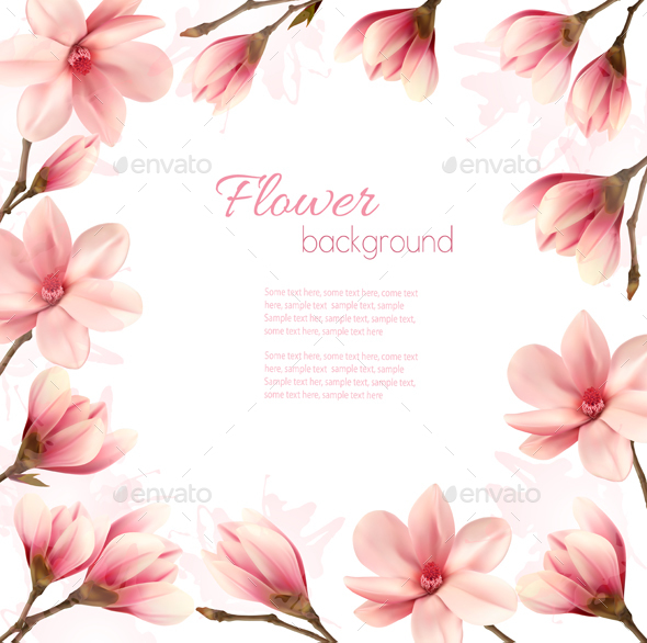 Frame Made Out Of Magnolia Flowers Vector - Flowers & Plants Nature