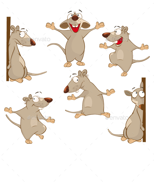 Set of Cartoon Rats for your Design - Animals Characters
