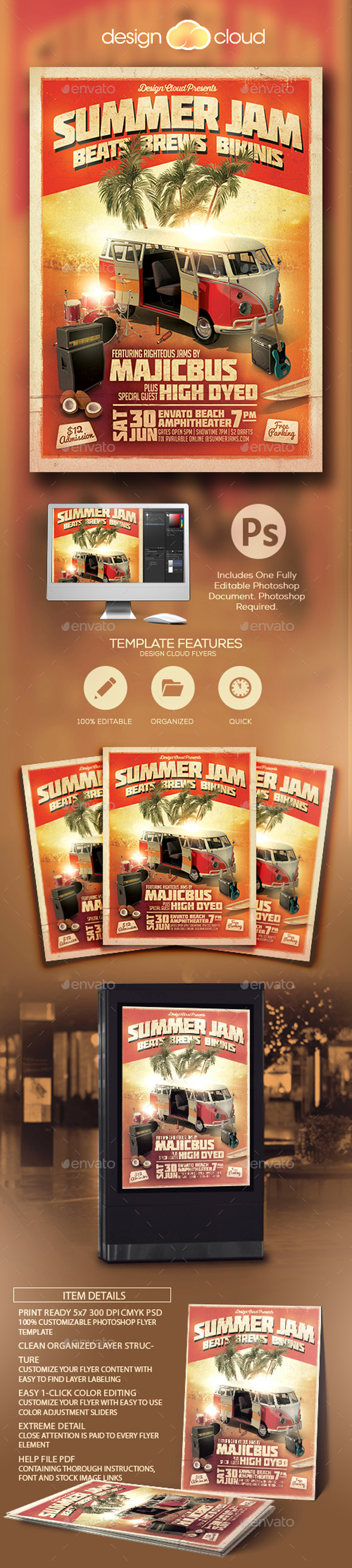 Summer Jam Vol. 1 Flyer Template - Concerts Events