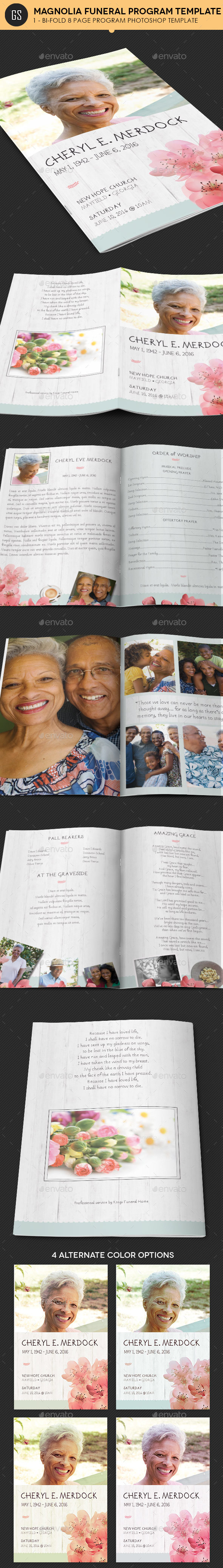 Magnolia Funeral Program Template - Informational Brochures