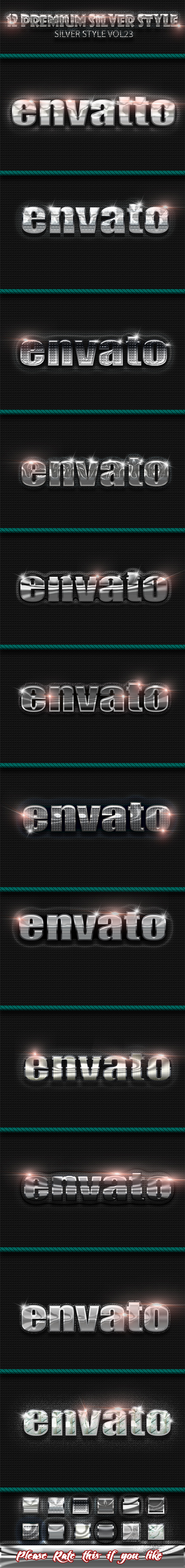 12 Photoshop SILVER Text Effect Styles Vol 23 - Text Effects Styles