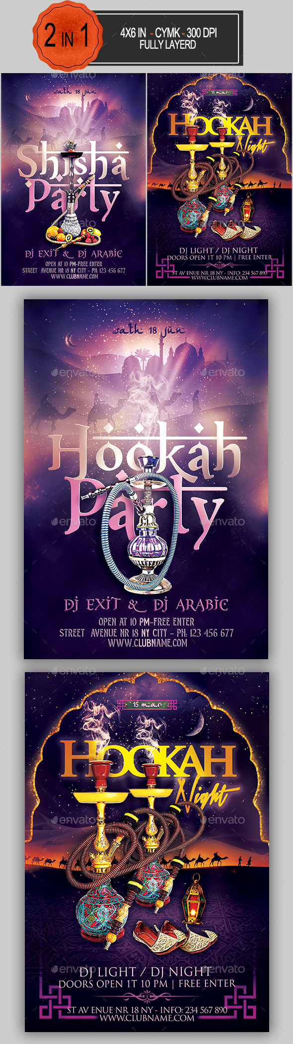 Hookah Flyer Bundle - Clubs & Parties Events