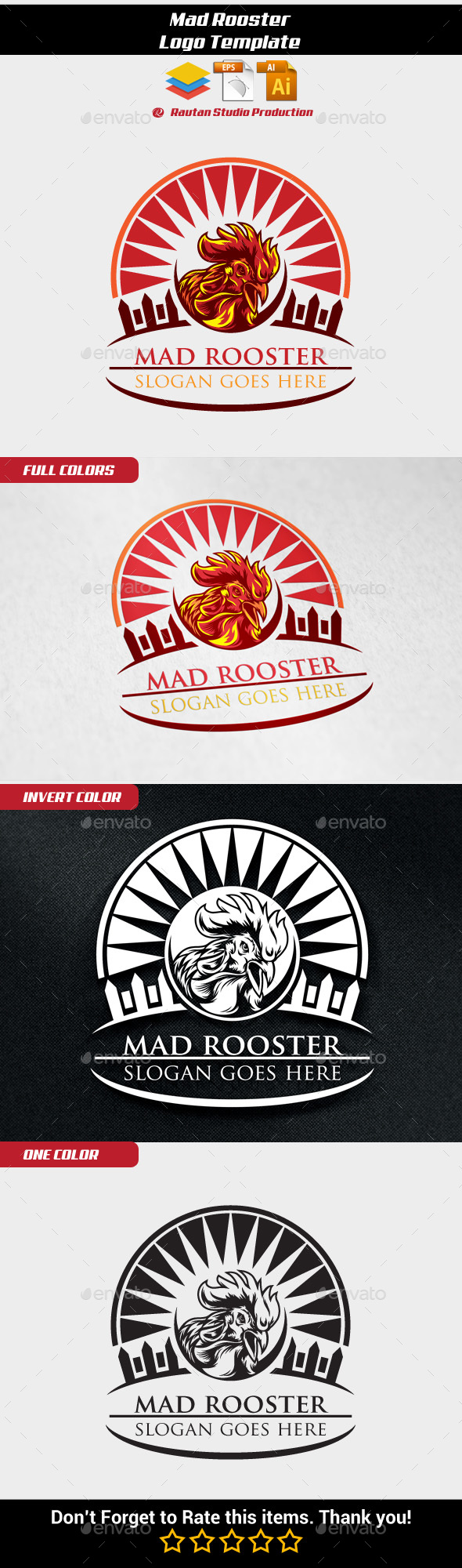 Mad Rooster - Animals Logo Templates