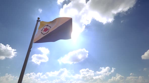 Bonaire Flag (Netherlands) on a Flagpole V4 alt