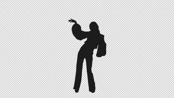 Black and White Silhouette of Young Woman Dancing Stylish Dance
