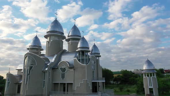 Aerial View of Church of the Holy Prophet Elijah at Truskavets Ukraine alt