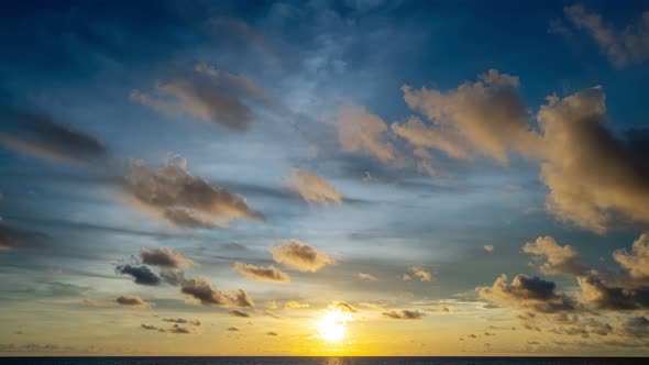 Time lapse of Majestic sunset or sunrise landscape Amazing light of nature cloudscape sky colorful alt