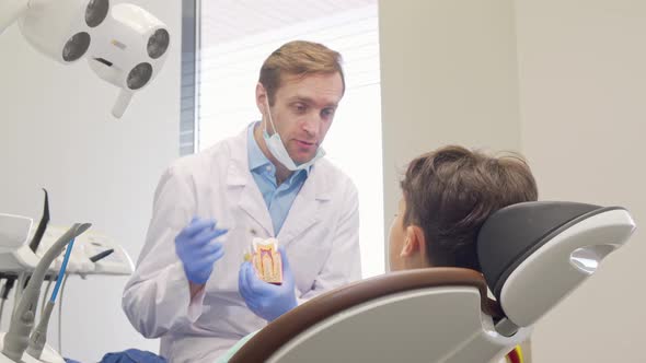 Happy Little Boy Smiling To the Camera During Medical Appointement with Dentist alt