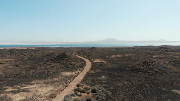 Drone  Aerial Flight Over Canary Islands -Lobos island - fuerteventura alt