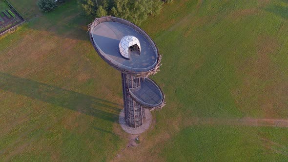 Amazing Drone Shot of the Nesting Tree Lookout Tower in Estonia