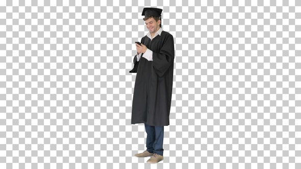 Graduate student taking selfie with different, Alpha Channel alt