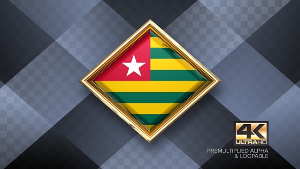 Togo Flag Rotating Badge 4K Looping with Transparent Background