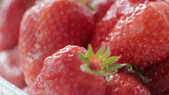 Ripe fresh strawberries close up.  Organic ripe strawberry. Concept of hygiene, diet and healthy foo