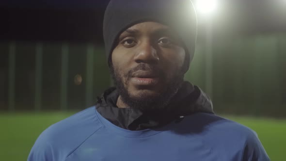 Black male Soccer Player Portrait alt