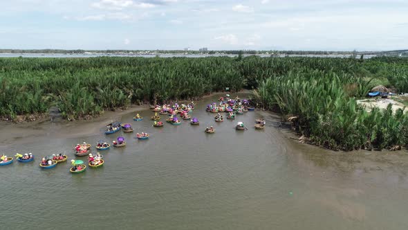 Aerial view of Bay Mau Coconut Forest in Hoi An, travel with the basket boat alt