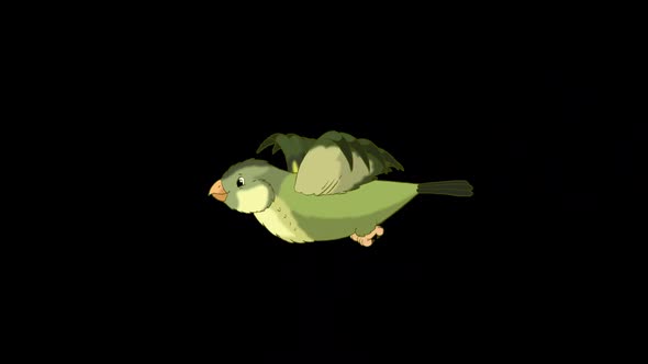 Flying Green wood warber bird alpha matte HD