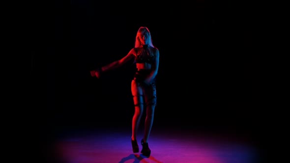 Sexy Girl Pj Is Dancing in Studio in Leather Underwear alt