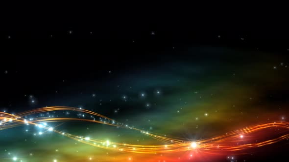 Golden Waves Over Colorful Sky Motion Loop Background alt