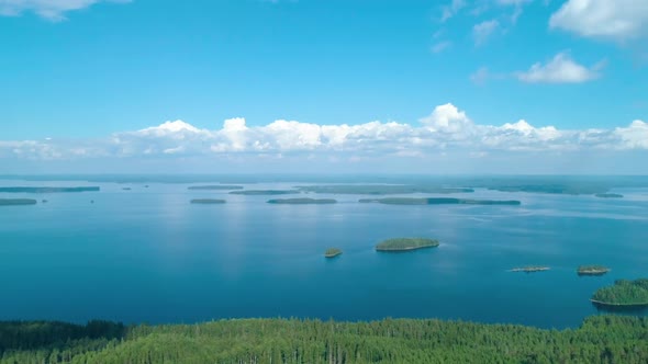 Aerial View of the Lake and Forest in South Finland