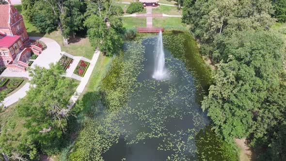 Jaunmoku Brick Medieval Castle Near Tukums, Latvia  Aerial Dron 4k Shot Jaunmokas Manor Park alt