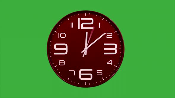 Modern Red Clock Face Moving Fast Forward