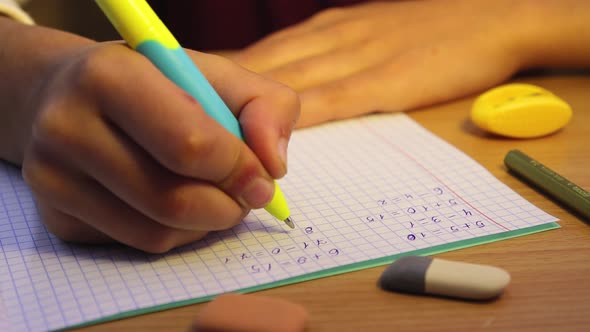 High School Student Solving Math Examples in a Notebook alt