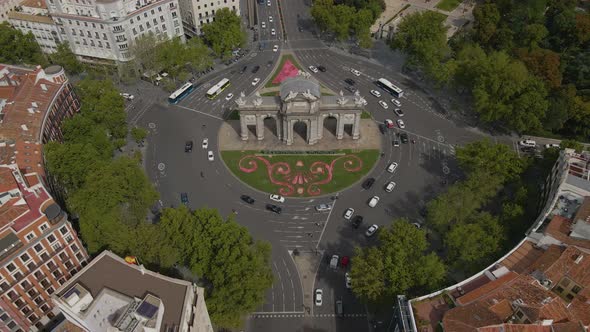 Landmark of Madrid Beautiful Aerial View of La Puerta De Alcala Spain alt
