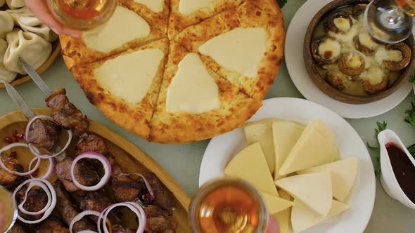 Georgian National Cuisine Food on the Table in the Restaurant alt