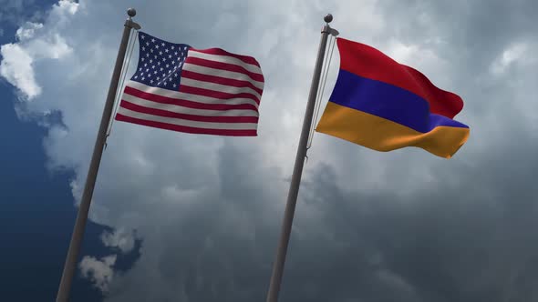 Waving Flags Of The United States And The Armenia 2K alt