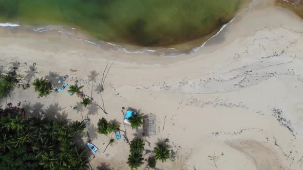 Small Boats on the Beach Colorful Water Dominican Republic Top View alt
