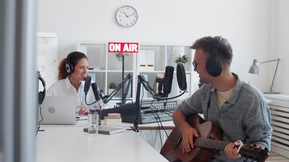 Guest Pop Star in Broadcast Studio alt