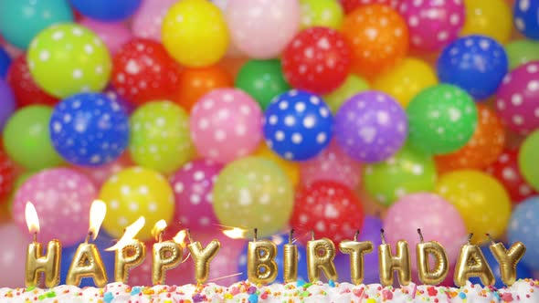 Happy Birthday Candles with Colorful Balloons alt
