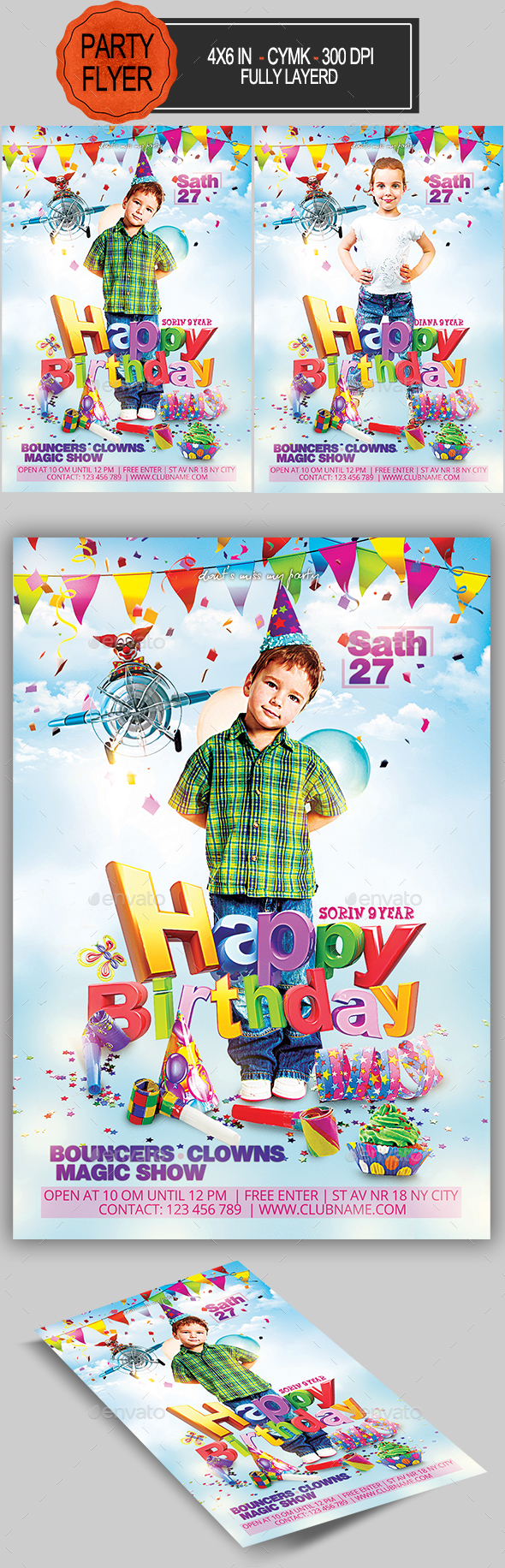Kids Birthday Flyer - Clubs & Parties Events