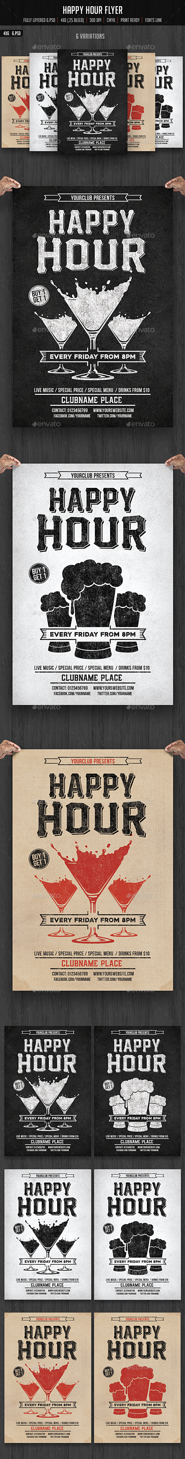 Happy Hour Flyer - Clubs & Parties Events