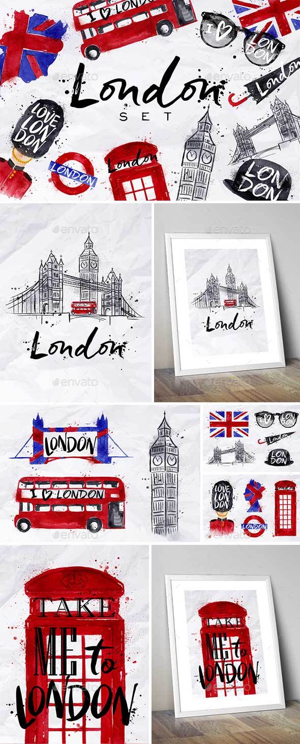 London Set - Objects Illustrations