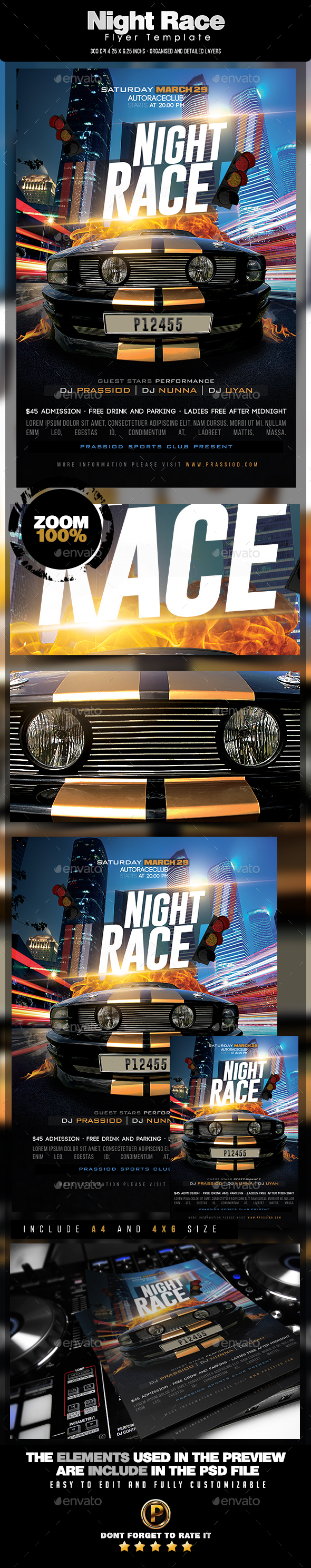 Night Race Flyer Template - Events Flyers