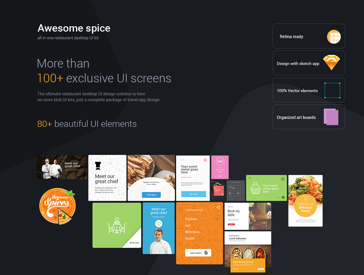 Awesome Spice Desktop Ui Kit Sketch App