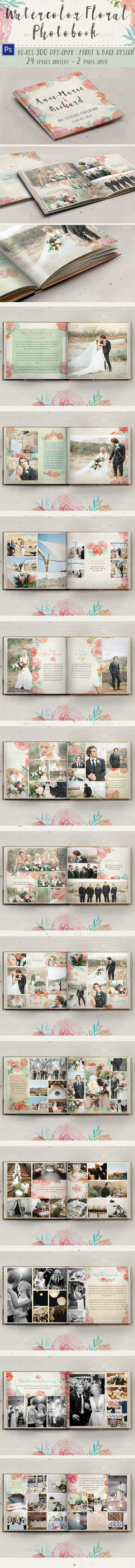 Watercolor Floral Photobook - Photo Albums Print Templates
