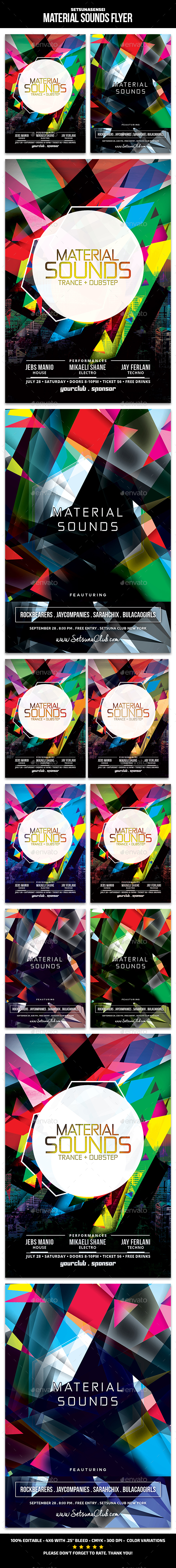 Material Sounds Flyer - Clubs & Parties Events