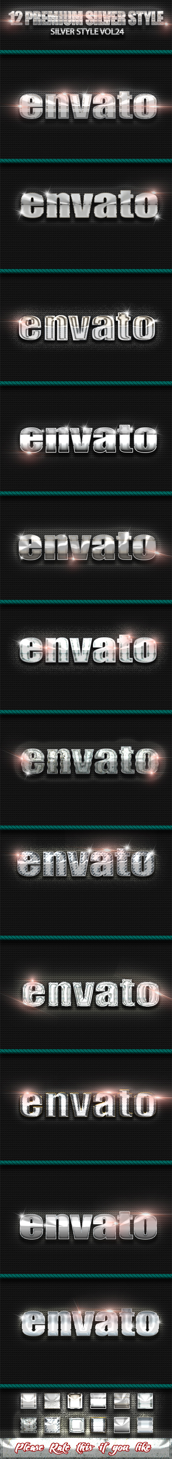 12 Photoshop SILVER Text Effect Styles Vol 24 - Text Effects Styles
