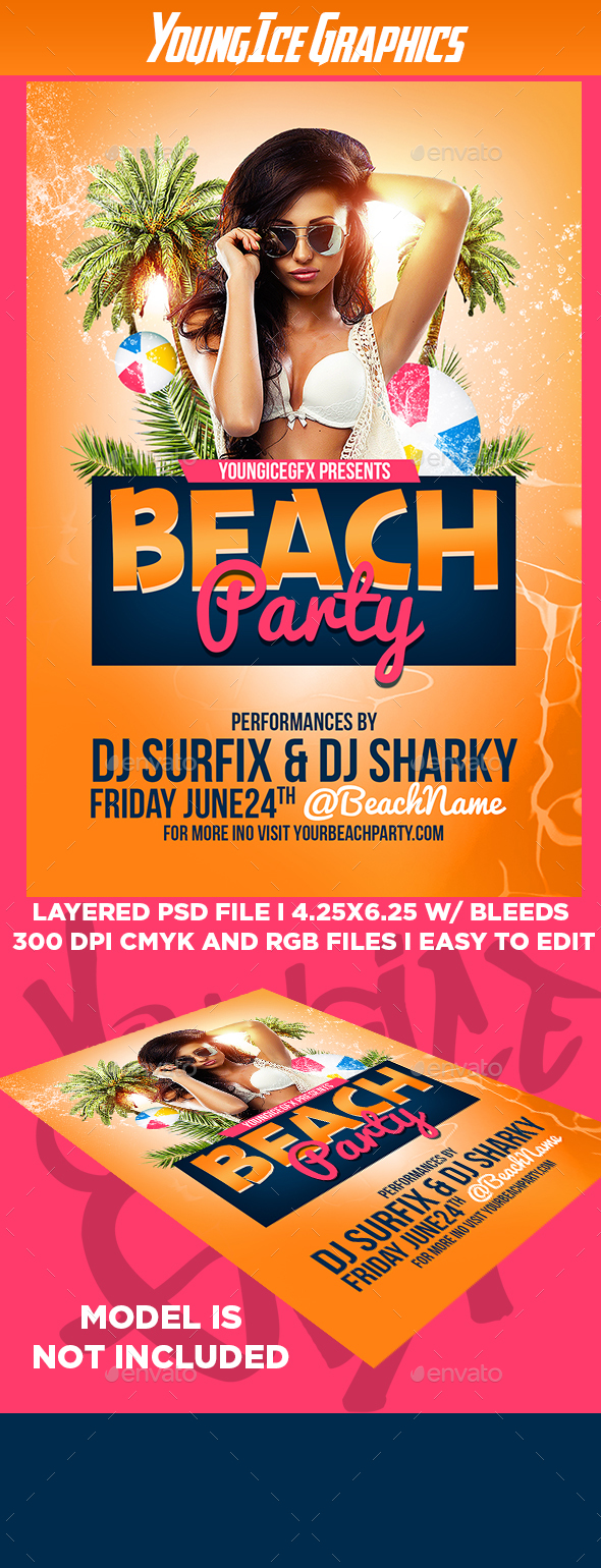 Beach Party Flyer Template - Clubs & Parties Events