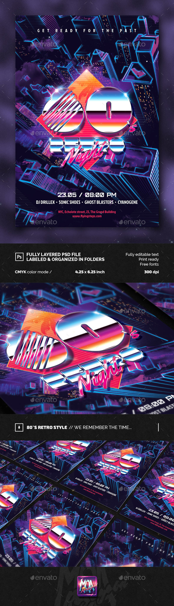 80`s Retro Night Party Flyer - Clubs & Parties Events