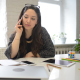 Talking on Phone in Office, Talented Beautiful Young Designer - VideoHive Item for Sale