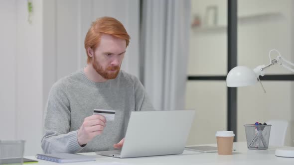 Online Shopping Failure By Beard Redhead Man on Laptop alt