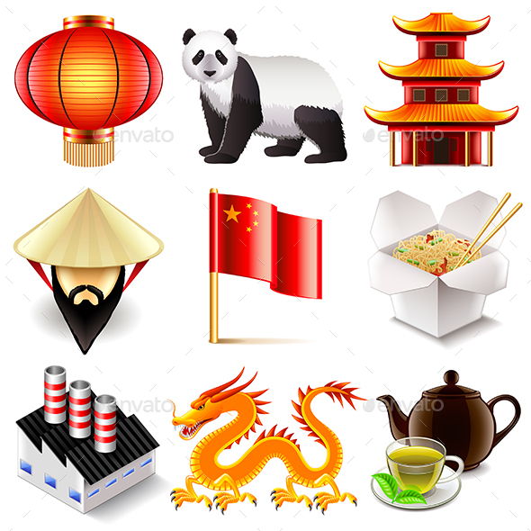 China Icons Set - Travel Conceptual