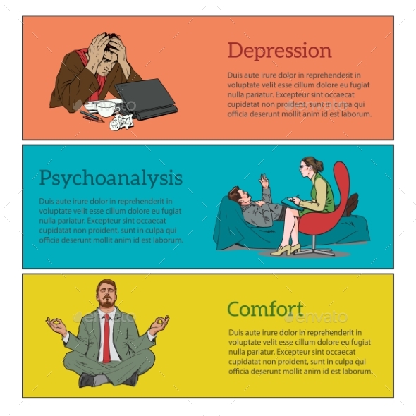 Concept Psychotherapy of Three Illustrations - People Characters
