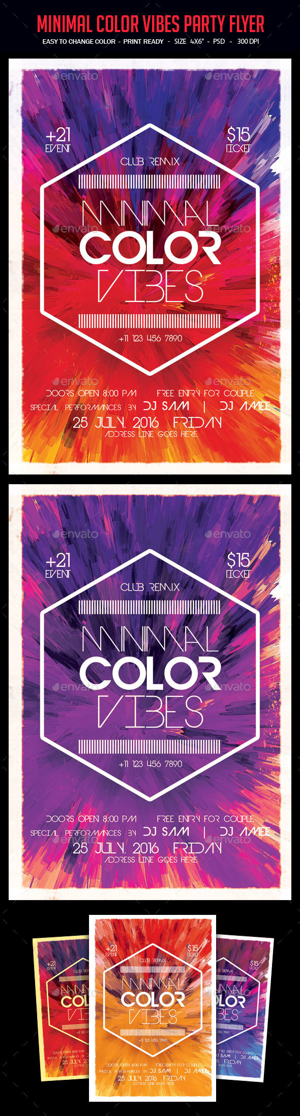 Minimal Color Vibes Party Flyer - Clubs & Parties Events
