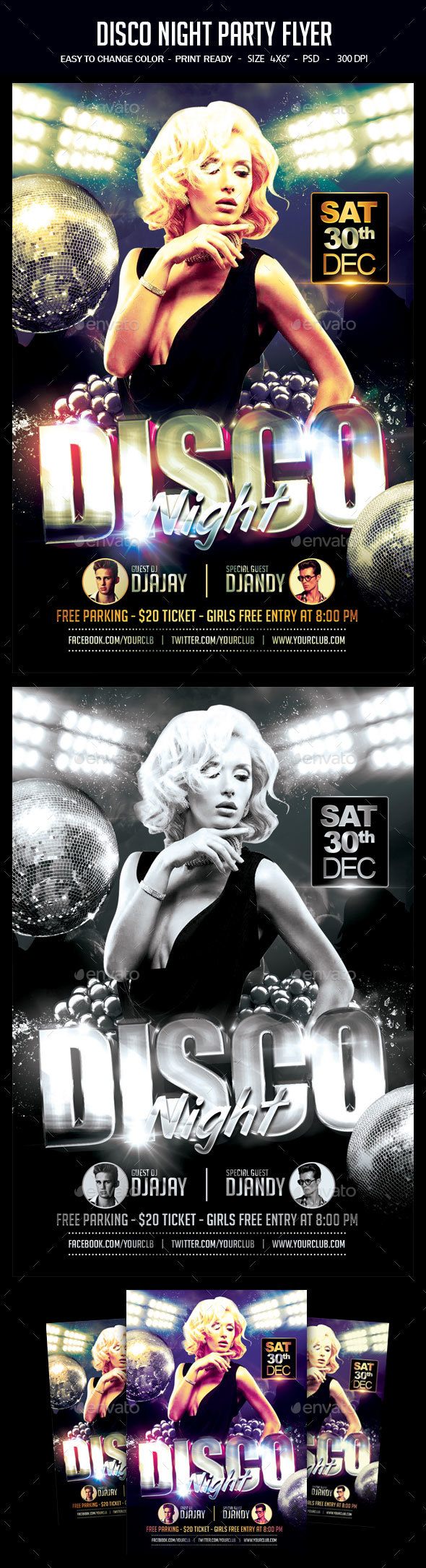 Disco Night Party Flyer - Clubs & Parties Events