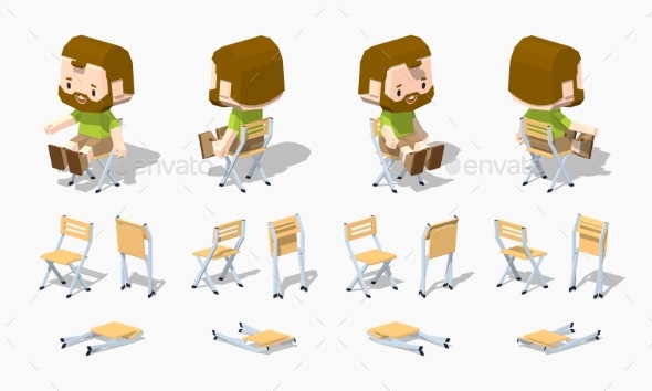 Low Poly Folding Chair - Man-made Objects Objects
